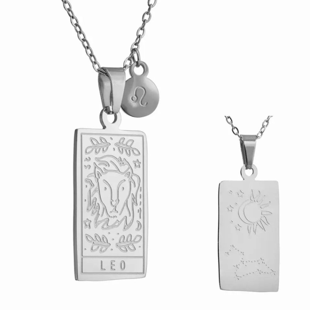 Sterling Silver LEO Stainless Steel Zodiac Sign Constellation Necklace